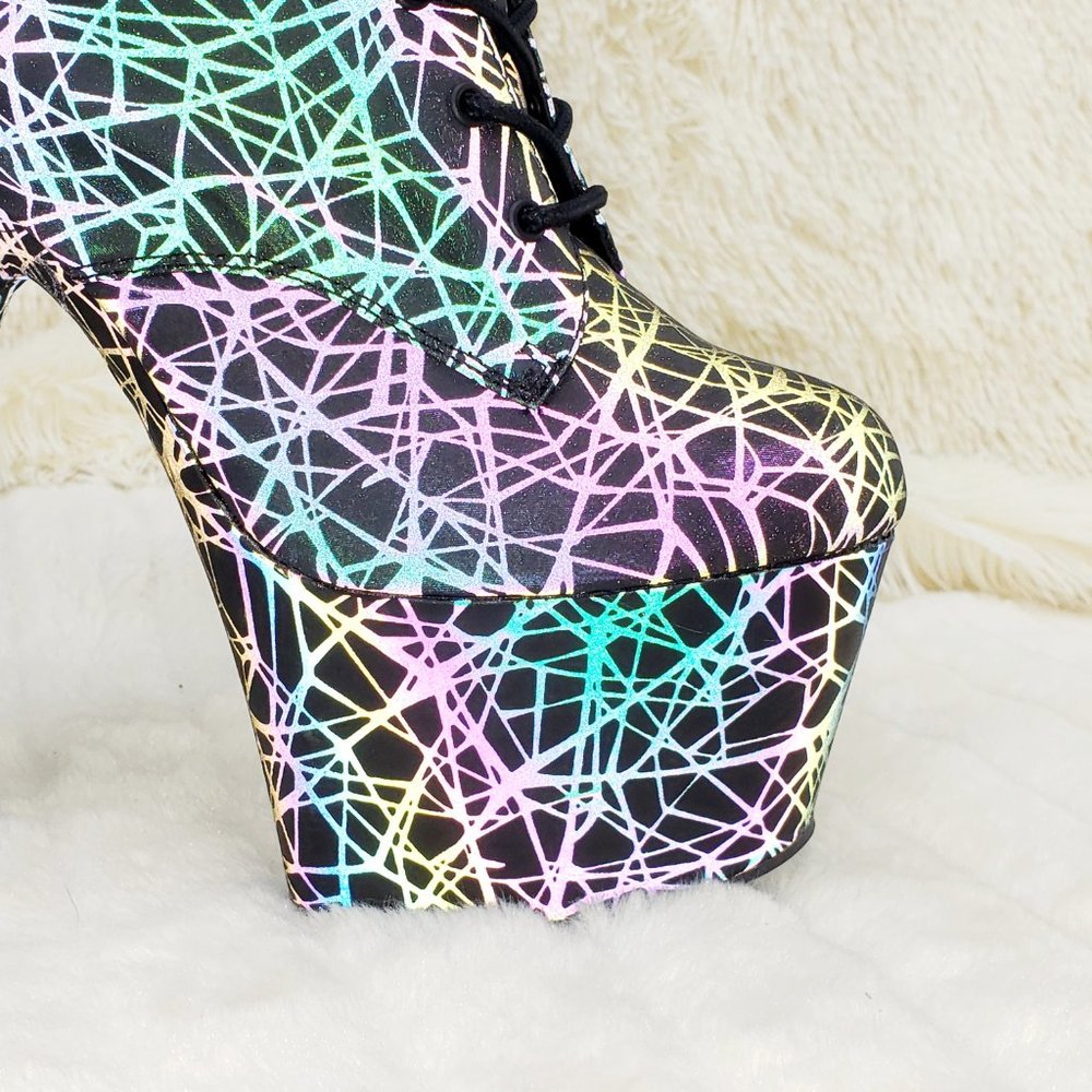 Reflective Geometric Platform High Heel Ankle Boots - Picture 17 of 17